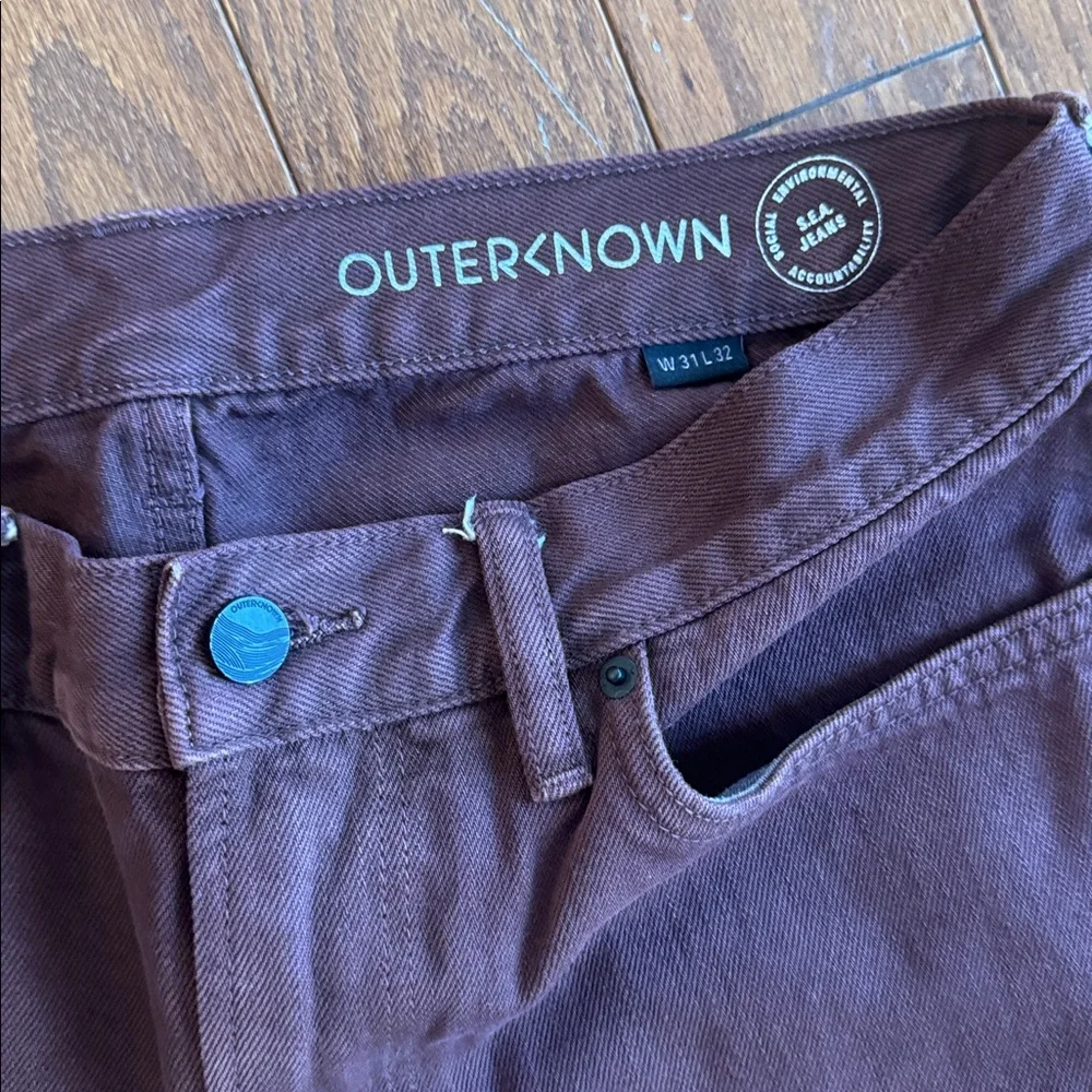 Outerknown SEA Jeans Men’s 31 X 29‎ Organic Cotton Tapered Brown Casual Workwear